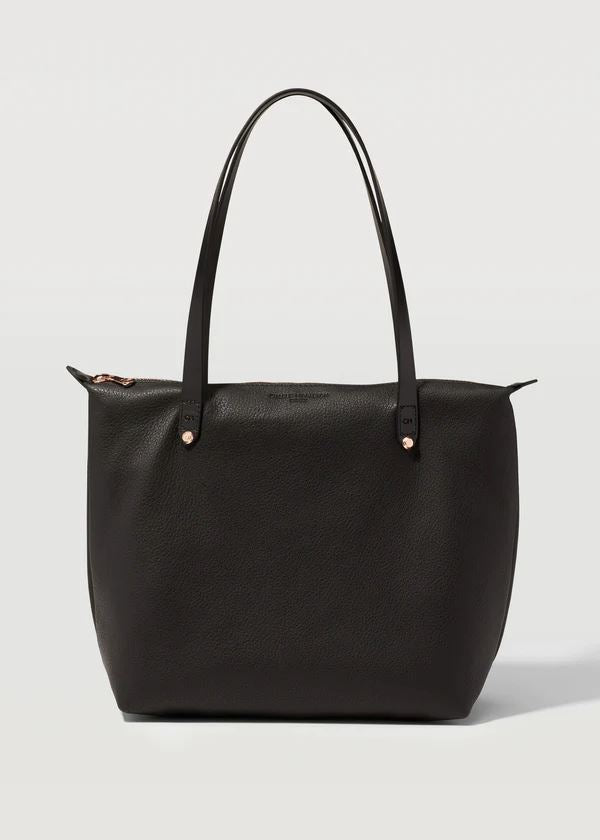 CHARLIE MIDDLETON Black Nappa Mini Bespoke Zippered Tote - Silver HANDBAG - Zabecca Living