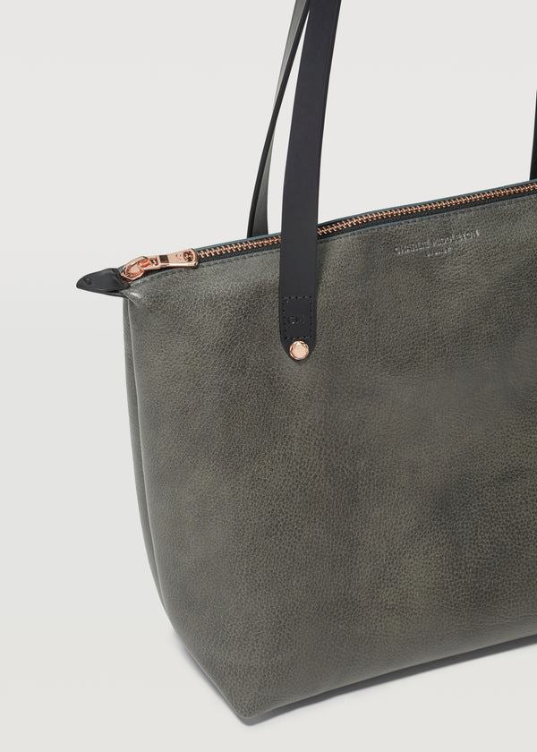 CHARLIE MIDDLETON Slate Mini Bespoke Zippered Tote - Gold HANDBAG - Zabecca Living
