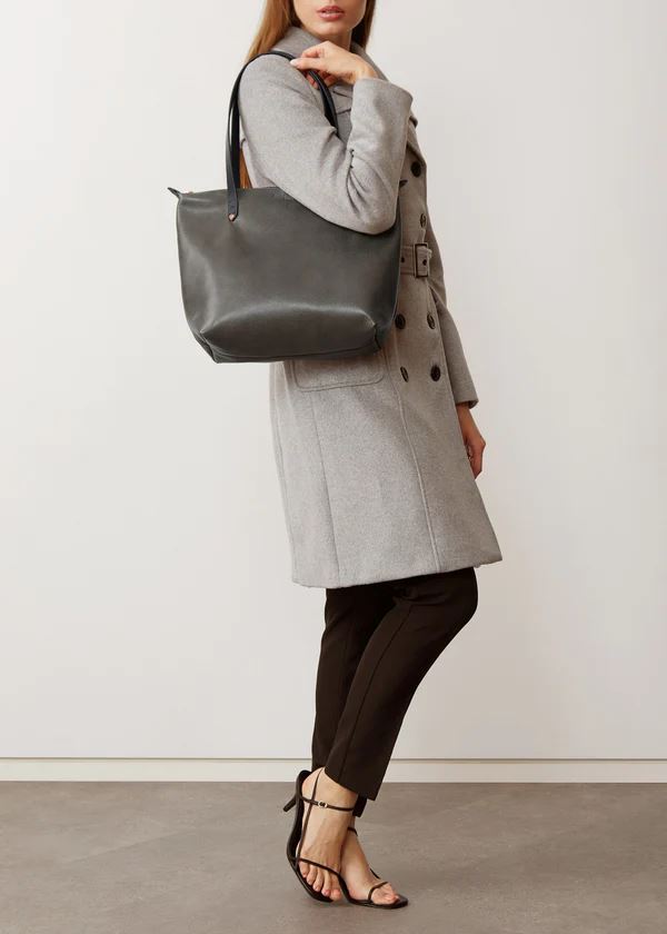 CHARLIE MIDDLETON Slate Mini Bespoke Zippered Tote - Silver HANDBAG - Zabecca Living
