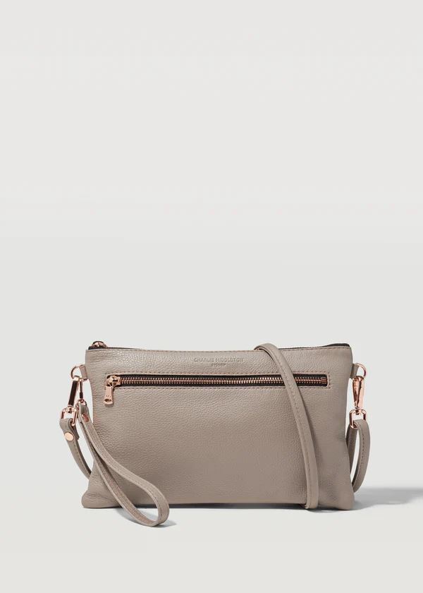 CHARLIE MIDDLETON Taupe Dual Zip Crossbody - Rose HANDBAG - Zabecca Living
