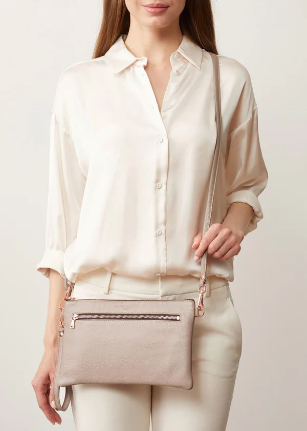 CHARLIE MIDDLETON Taupe Dual Zip Crossbody - Rose HANDBAG - Zabecca Living