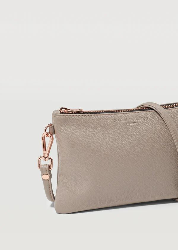 CHARLIE MIDDLETON Taupe Essential Crossbody - Gold HANDBAG - Zabecca Living