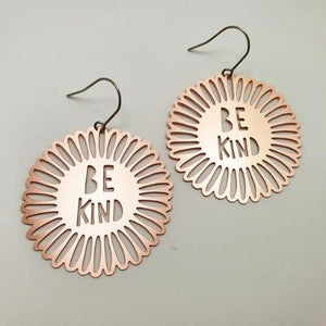 DENZ Be Kind Flower Dangles - Rose Gold Earrings - Zabecca Living