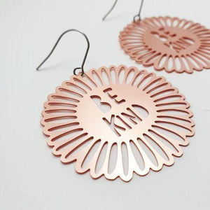 DENZ Be Kind Flower Dangles - Rose Gold Earrings - Zabecca Living