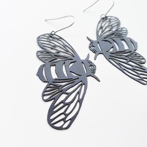 DENZ Bee Dangles - Black Earrings - Zabecca Living
