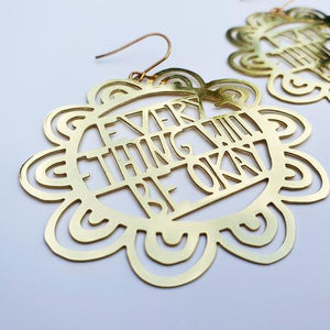 DENZ Everything Will Be Okay - Gold Earrings - Zabecca Living