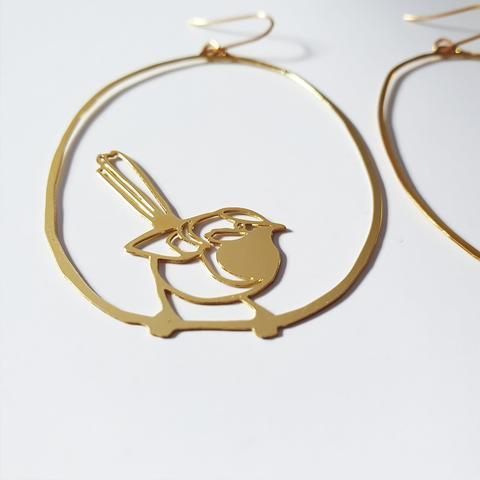 DENZ Fairy Wrens - Gold Earrings - Zabecca Living