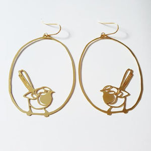 DENZ Fairy Wrens - Gold Earrings - Zabecca Living