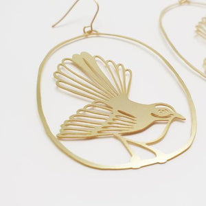 DENZ Fantail Dangles - Gold Earrings - Zabecca Living