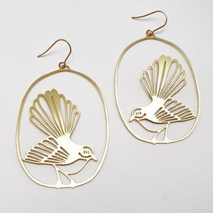 DENZ Fantail Dangles - Gold Earrings - Zabecca Living