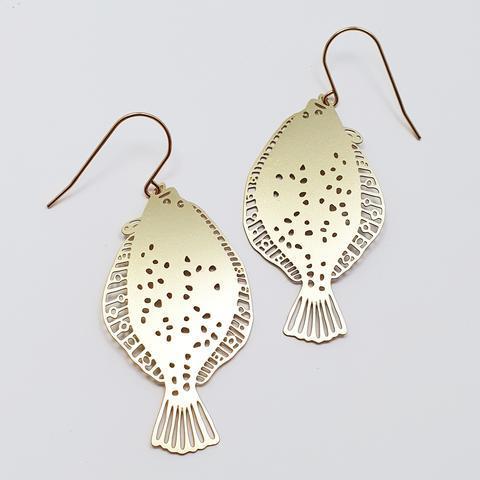 DENZ Flounder Dangles - Gold Earrings - Zabecca Living