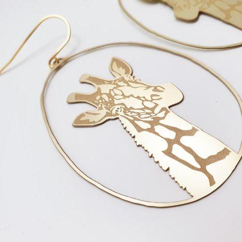 DENZ Giraffe Dangles - Gold Earrings - Zabecca Living