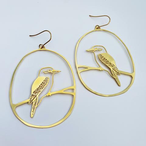 DENZ Kookaburra Dangles - Gold Earrings - Zabecca Living
