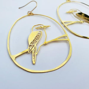 DENZ Kookaburra Dangles - Gold Earrings - Zabecca Living