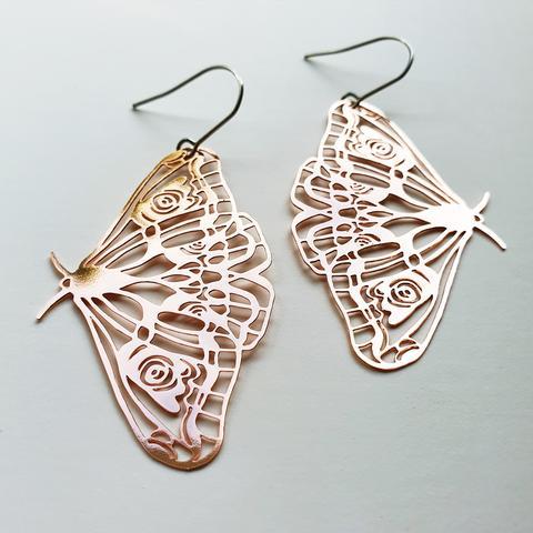 DENZ Moths - Rose Gold Earrings - Zabecca Living