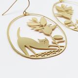 DENZ Pickles Cat Dangles - Gold Earrings - Zabecca Living