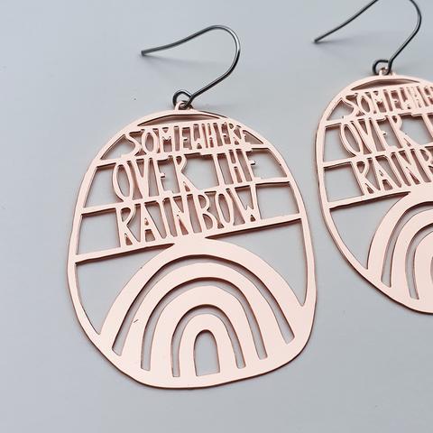 DENZ Somewhere Over the Rainbow Dangles - Rose Gold Earrings - Zabecca Living