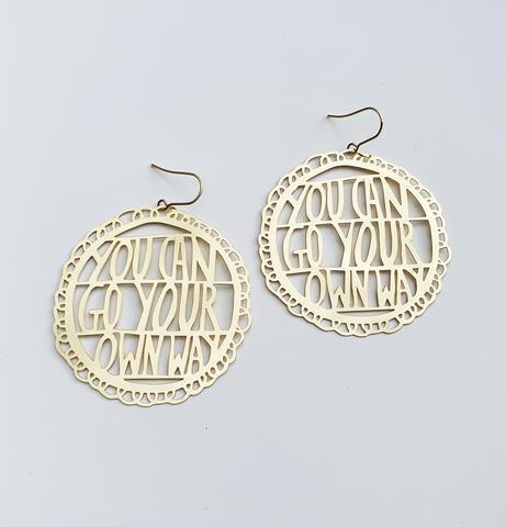 DENZ You Can Go Your Own Way Dangles - Gold Earrings - Zabecca Living