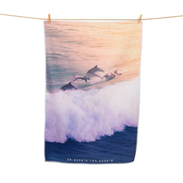 DESTINATION LABEL Tea Towel - Dolphin Fun TEA TOWEL - Zabecca Living