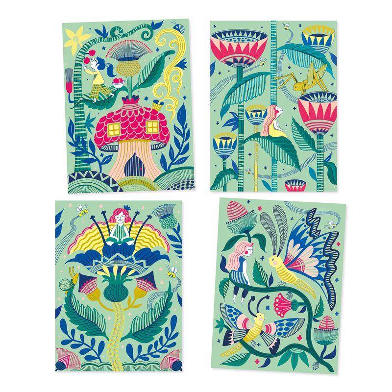 DJECO Fantasy Garden Scratch Cards PRE-SCHOOL (3-5 Yrs) - Zabecca Living