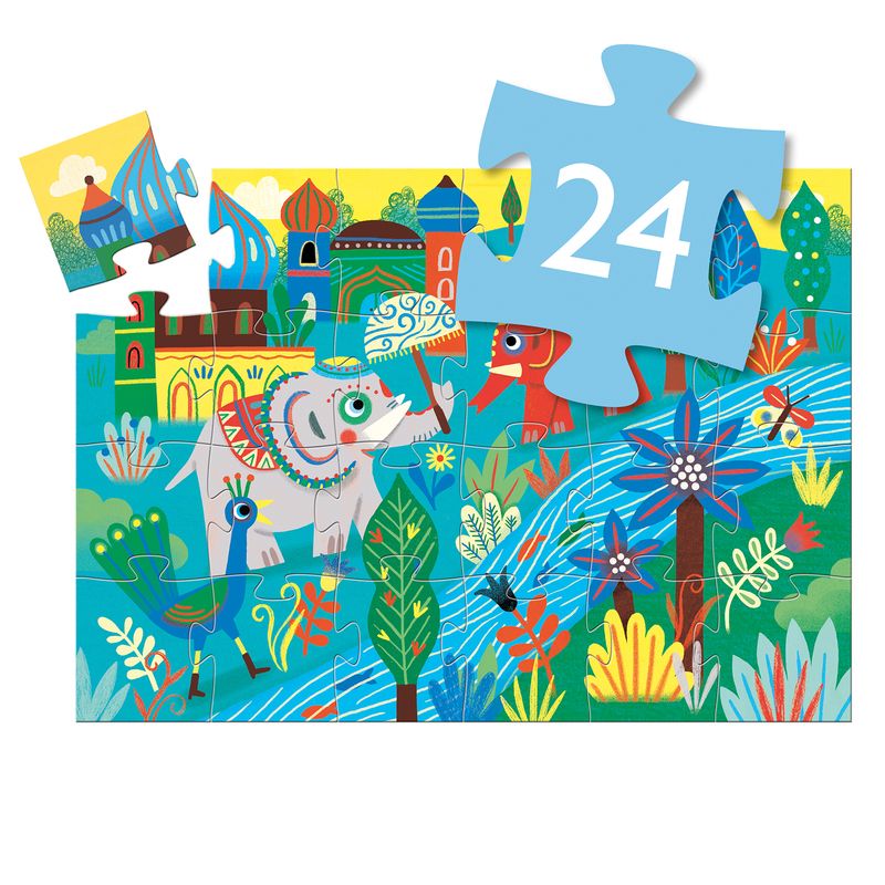 DJECO Haathee Asian Elephant 24pc Silhouette Puzzle PRE-SCHOOL (3-5 Yrs) - Zabecca Living