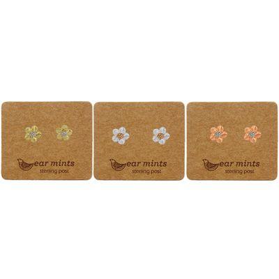 EAR MINTS Brushed 2 Tone Flower Earrings Earrings - Zabecca Living