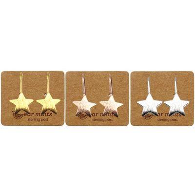EAR MINTS Brushed Flat Star Hook Earrings Earrings - Zabecca Living