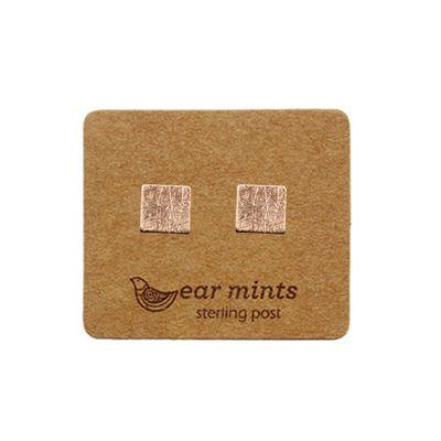 EAR MINTS Flat Brushed Square Earrings Earrings ROSE GOLD - Zabecca Living