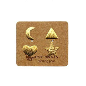 EAR MINTS Moon Heart Star Triangle Earrings Earrings GOLD - Zabecca Living