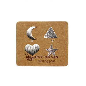 EAR MINTS Moon Heart Star Triangle Earrings Earrings SILVER - Zabecca Living
