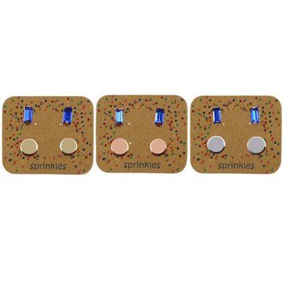 EAR MINTS Sprinkles Rectangle Stone and Disc Earrings - Majestic Blue Earrings - Zabecca Living