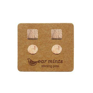 EAR MINTS Square & Circle Set of 2 Earrings ROSE GOLD - Zabecca Living