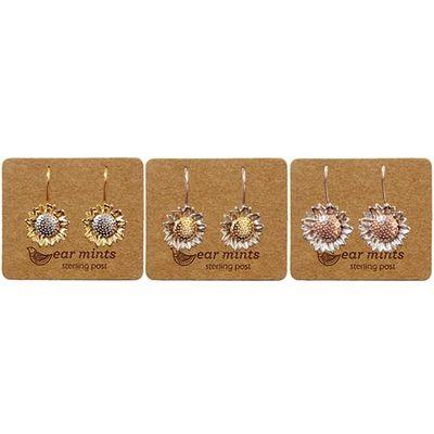 EAR MINTS Sunflower Two Tone Hook Earrings Earrings - Zabecca Living