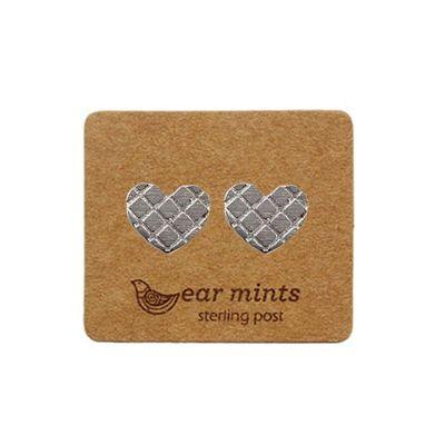 EAR MINTS Textured Heart Earrings Earrings SILVER - Zabecca Living