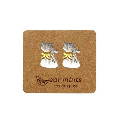 EAR MINTS Two Tone Cat Earrings Earrings SILVER - Zabecca Living