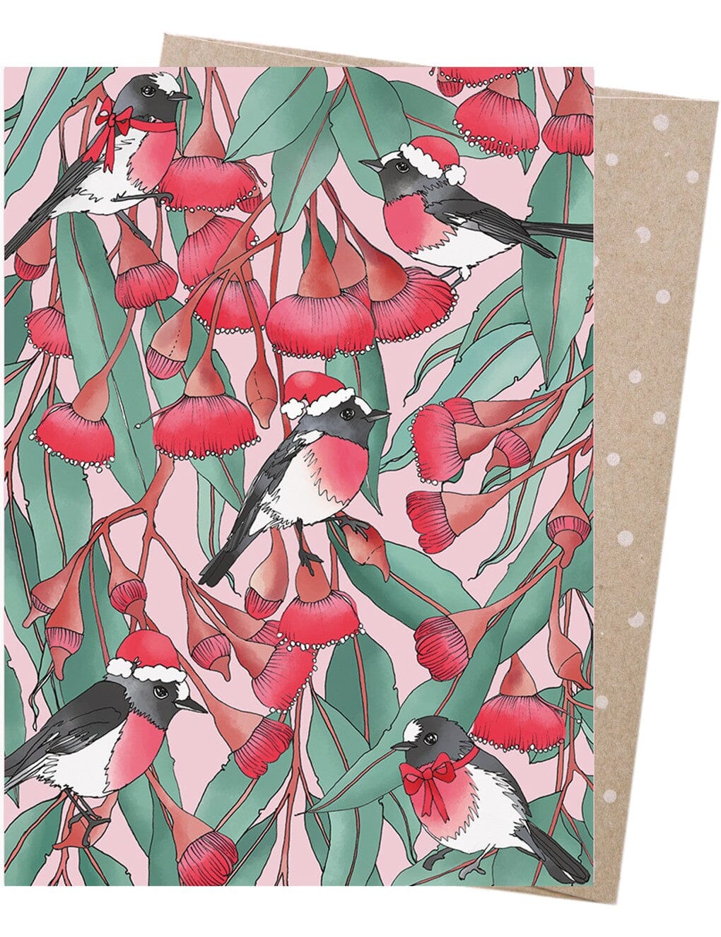 EARTH GREETINGS Christmas Card - Scarlet Wrens Christmas Card - Zabecca Living