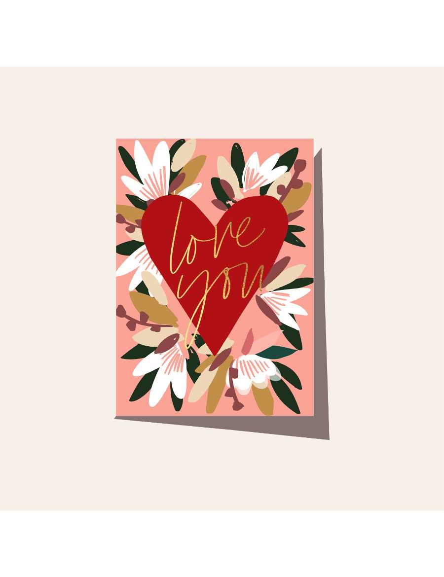 ELM PAPER Greeting Card - Flower Red Heart Mother's Day Card - Zabecca Living