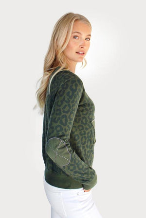 EST 1971 Full Leopard Frayed Star Windy - Khaki SWEATER - Zabecca Living