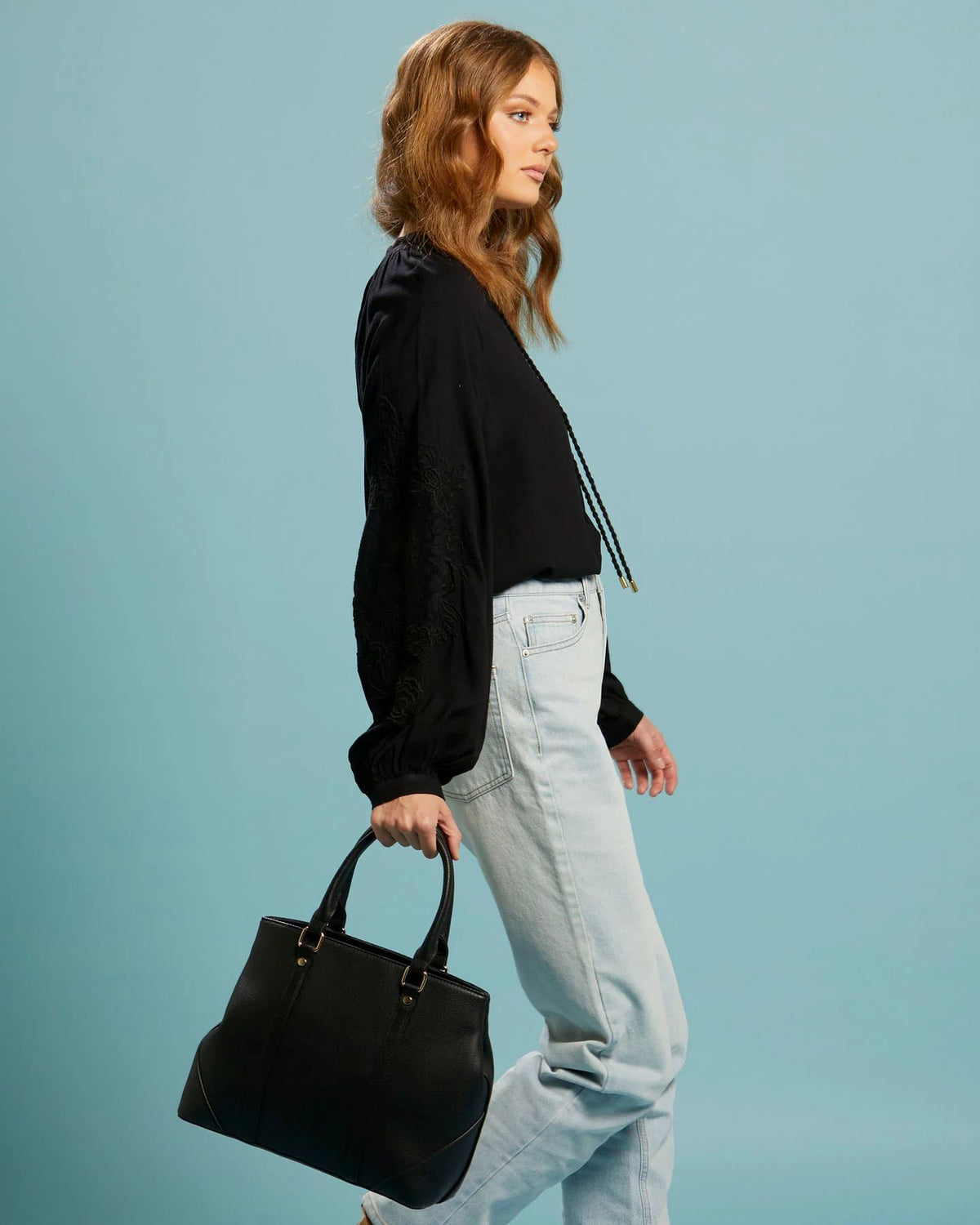 FATE &amp; BECKER Unholy Embroidered Sleeve Top - Black Shirts &amp; Blouses - Zabecca Living