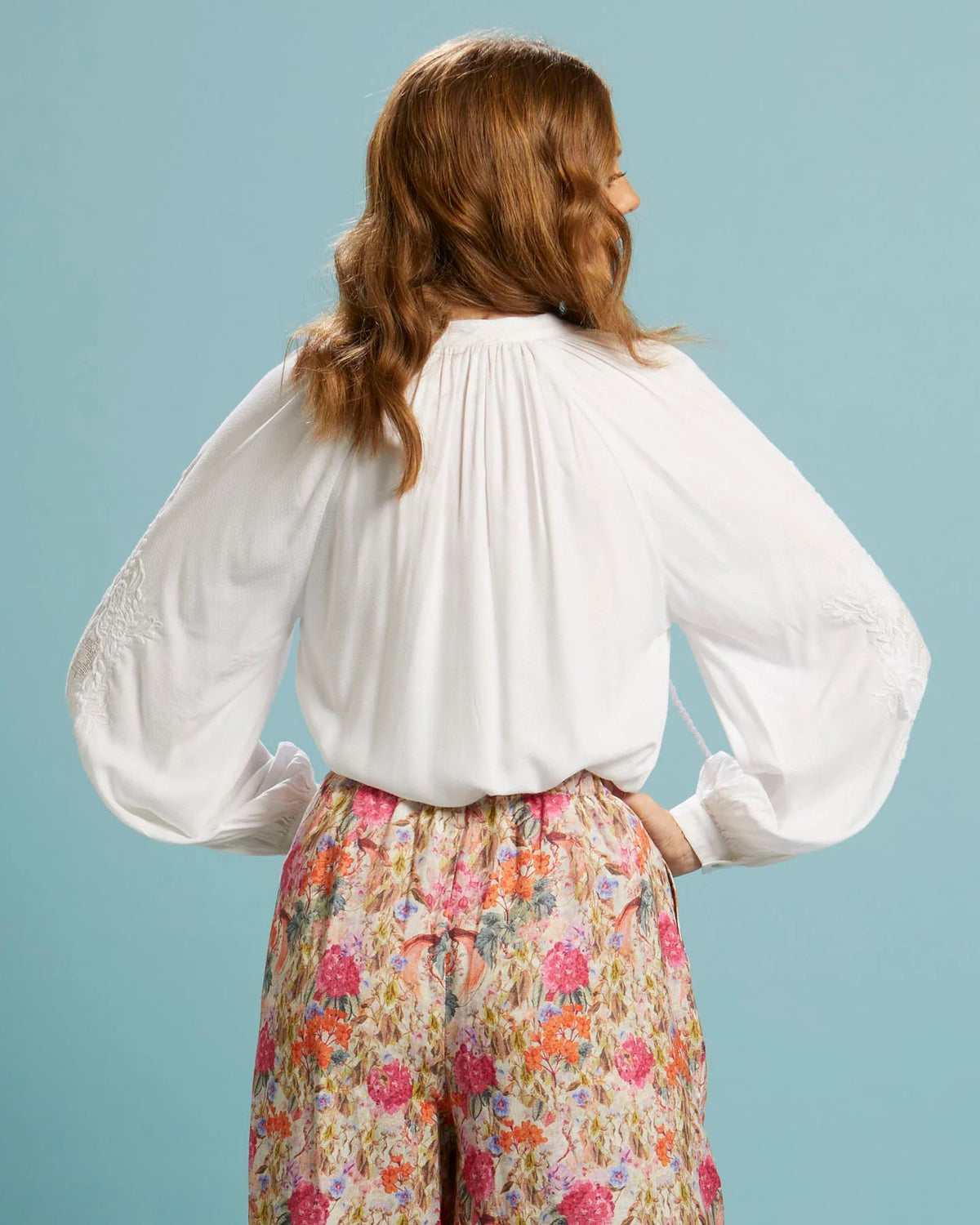 FATE & BECKER Unholy Embroidered Sleeve Top - White Shirts & Blouses - Zabecca Living