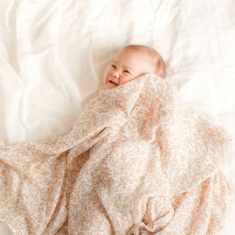 FOX & FALLOW Golden Vines Organic Muslin Wrap Swaddle BABY (0-12 Mths) - Zabecca Living