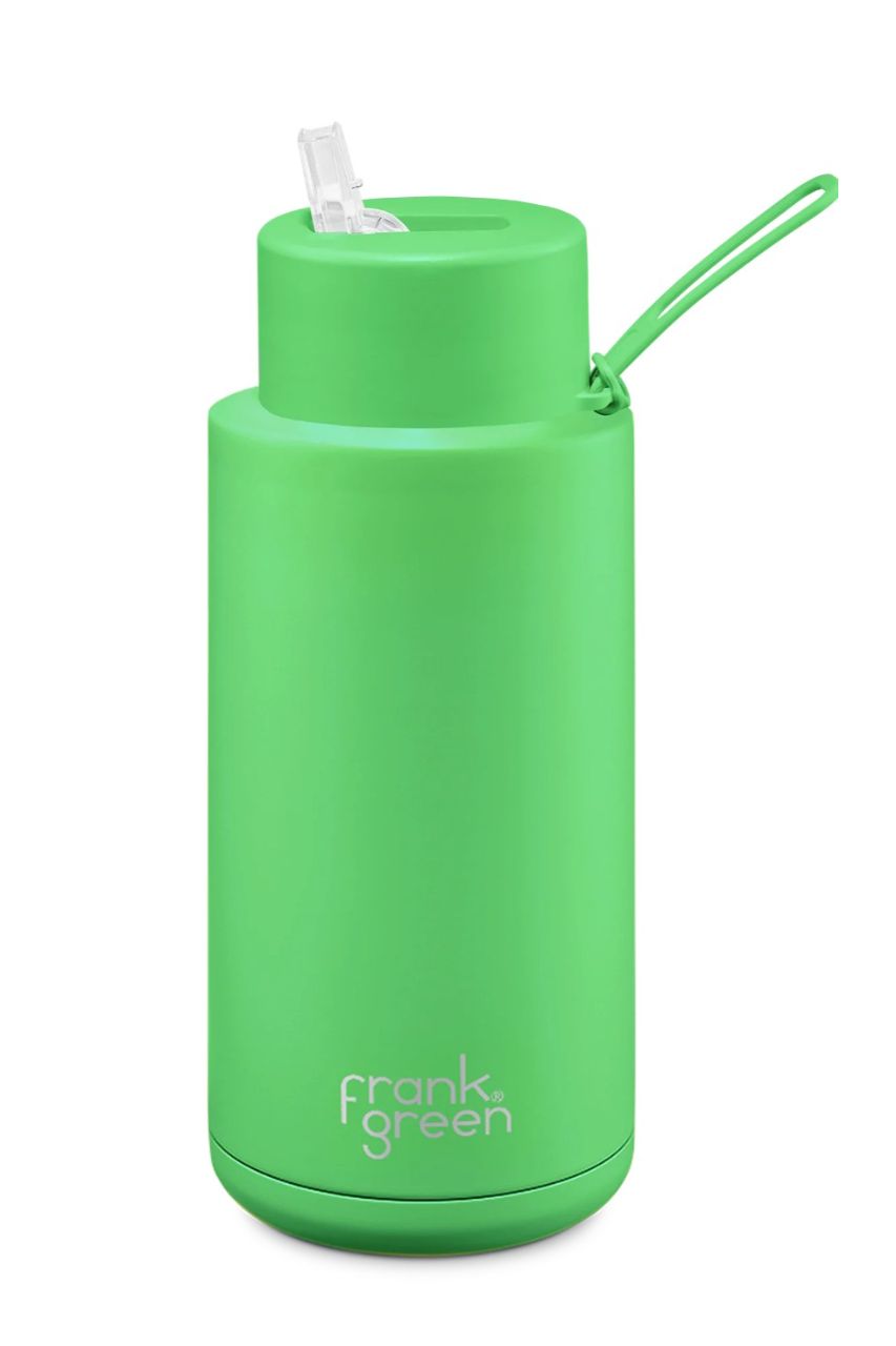 FRANK GREEN 34oz / 1000ml Ceramic Reusable Bottle - Neon Green DRINKWARE - Zabecca Living