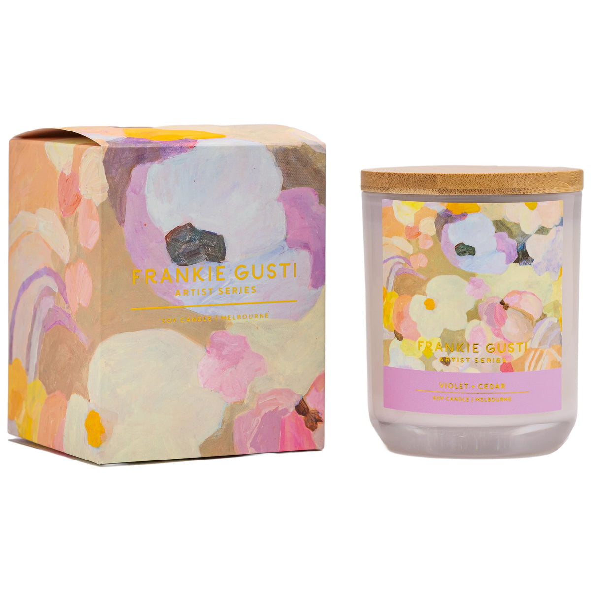 FRANKI GUSTI Artist Series Candle - Violet + Cedar CANDLE - Zabecca Living