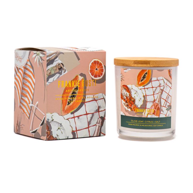 FRANKI GUSTI Artist Series - Olive Leaf Citrus & Salt CANDLE - Zabecca Living