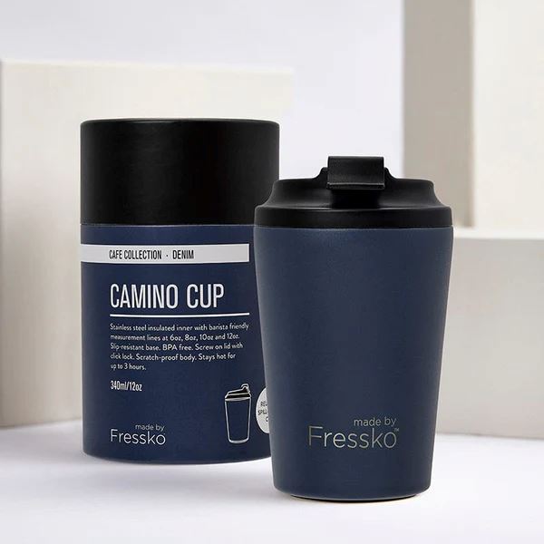 FRESSKO Camino Reusable Cup 12oz - Denim COFFEE, TEA &amp; DRINKS - Zabecca Living