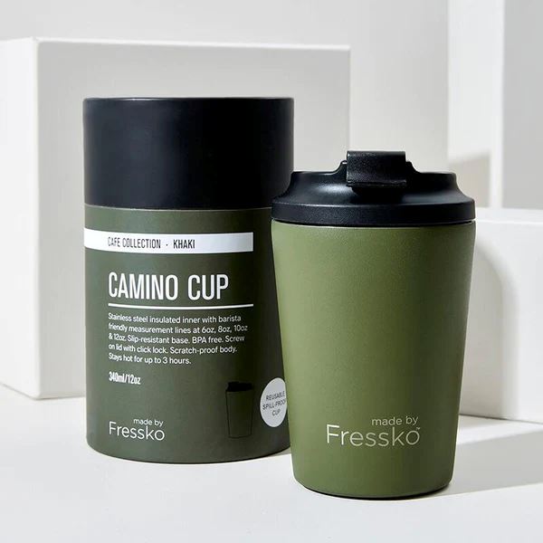 FRESSKO Camino Reusable Cup 12oz - Khaki COFFEE, TEA &amp; DRINKS - Zabecca Living