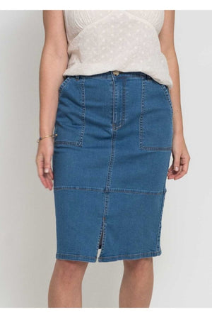 GYSETTE Jina Denim Skirt - Denim Blue Wash Skirt - Zabecca Living