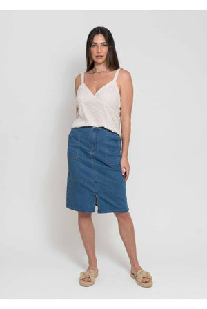 GYSETTE Jina Denim Skirt - Denim Blue Wash Skirt - Zabecca Living