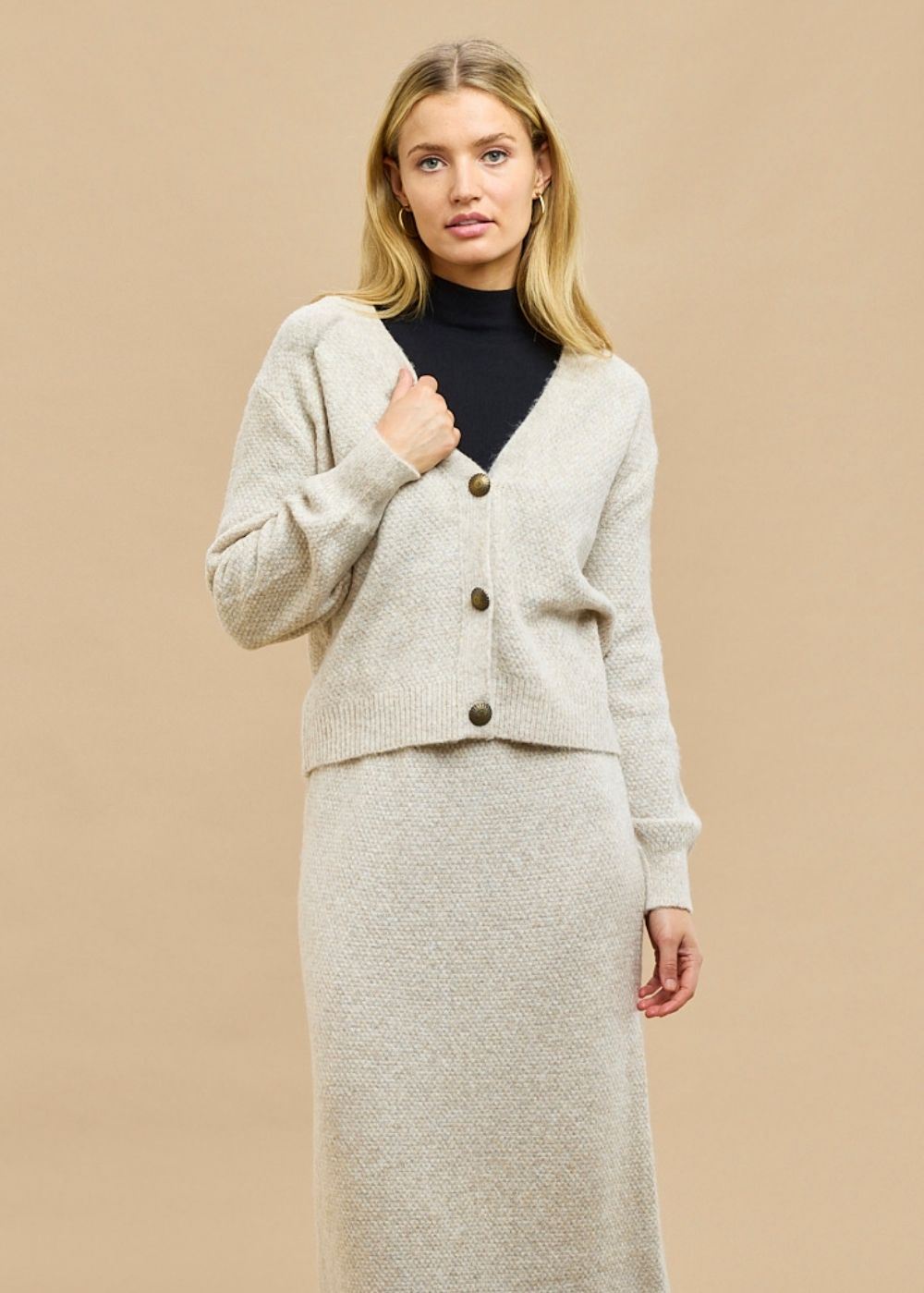 GYSETTE Paloma Knitted Cardigan - Oat Cardigan - Zabecca Living
