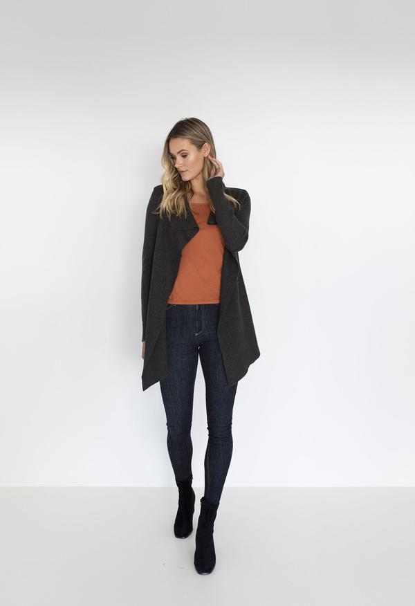 HUMIDITY LIFESTYLE Alexis Knit Jacket - Charcoal Cardigan - Zabecca Living